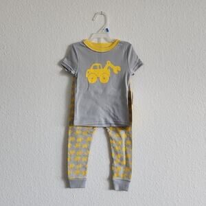 PAJAMAS Two Piece Set Truck Short Sleeve Long Pants Size 24M Gray & Yellow